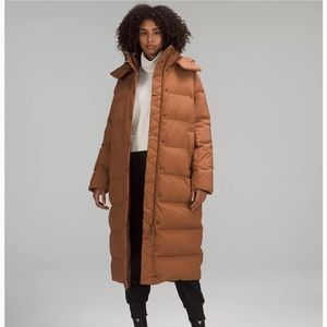 Lululemon Wunder Puff Long Jacket Size 6 Roasted Brown